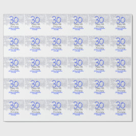 Papel De Presente Happy 30th wedding anniversary silver blue glitter