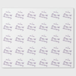 Papel De Presente Happy 50th anniversary purple name year simple 