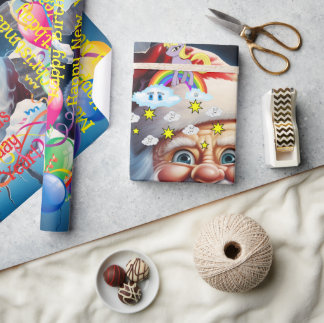Papel De Presente Happy Birthday Christmas Unicorn Wrapping Paper