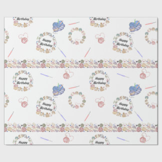 Papel De Presente Happy Birthday Crochet Wrapping Paper