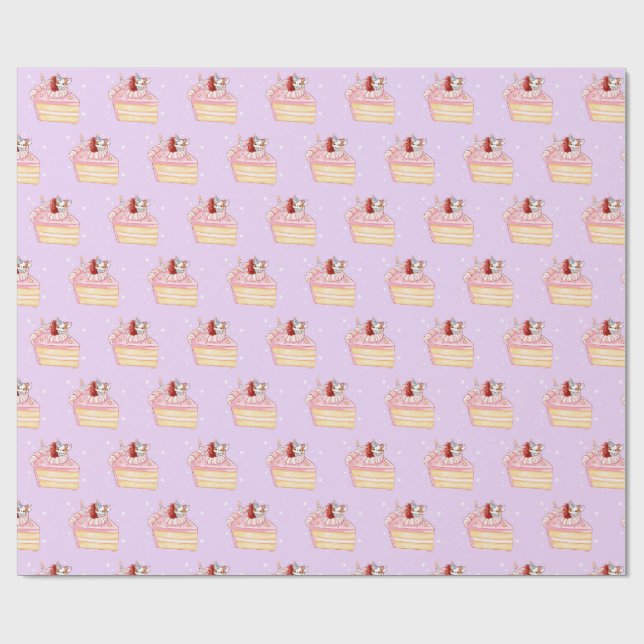 Papel De Presente Happy Birthday Cute Strawberry Shortcake and Mochi (Aberto)