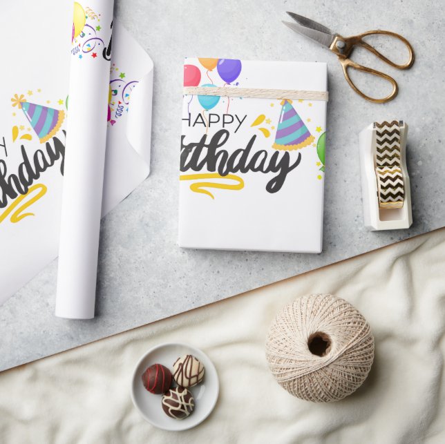 Papel De Presente Happy Birthday Design Article-02 (Artesanato)