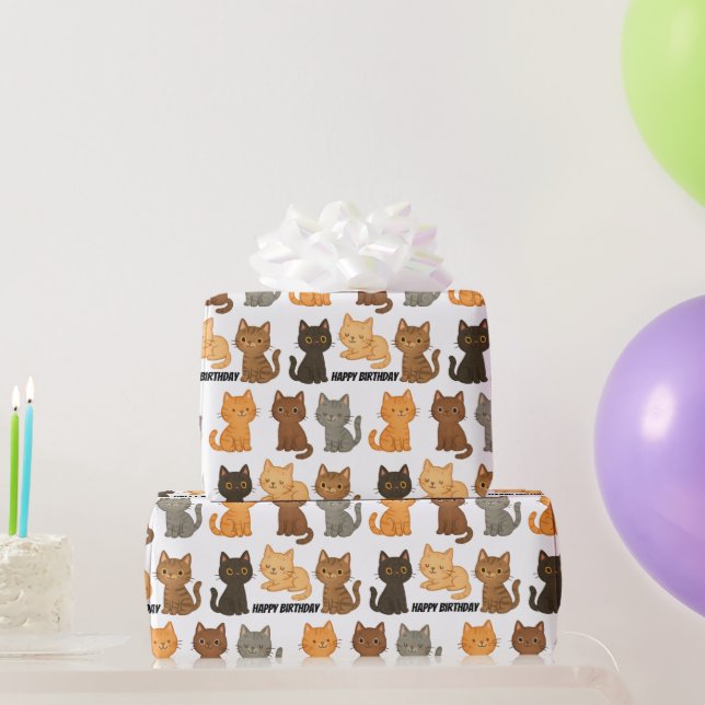 Papel De Presente Happy Birthday Kitten Collection (Presentes para festas)