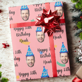 Papel De Presente Happy Birthday Wrapping Paper, Custom Birthday Red