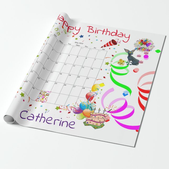 Papel De Presente Happy Birthday Wrapping Paper maio de 2022 (Desenrolado)