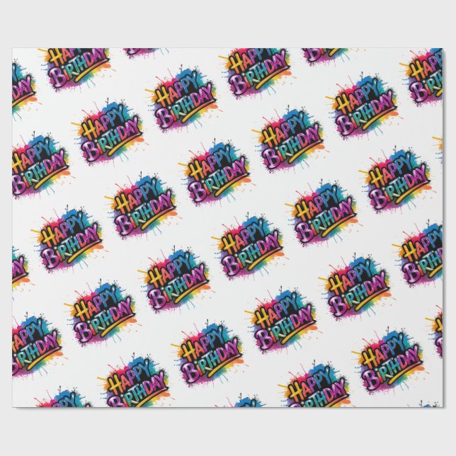 Papel De Presente Happy Birthday Wrapping Paper printable (Aberto)