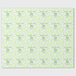 Papel De Presente Happy Easter gray green polka dots family name