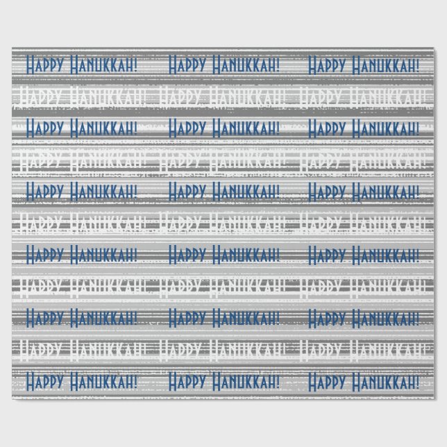 Papel De Presente Happy Hanukkah Blue Stripes (Aberto)