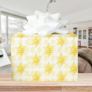 Papel De Presente Happy Hanukkah Estrelas judaicas Douradas person