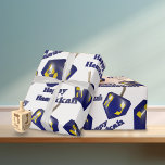 Papel De Presente Happy Hanukkah Spinning Dreidel<br><div class="desc">Um sonho gira entre texto que diz Happy Hanukkah.</div>