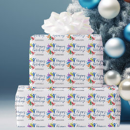 Papel De Presente Happy Holidays Custom Company Rainbow Christmas