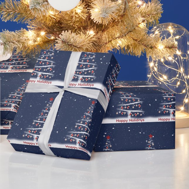 Papel De Presente Happy Holidays Red Socks and Baseball (Feriados)