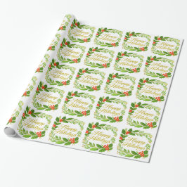 Papel De Presente 'Happy Holidays' Wrapping Paper