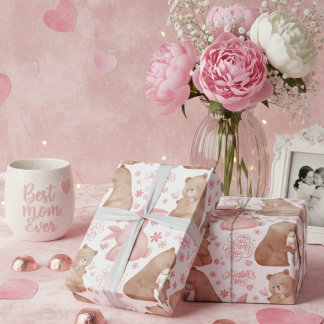Papel De Presente Happy Mother’s Day Cute Bear & Bunny