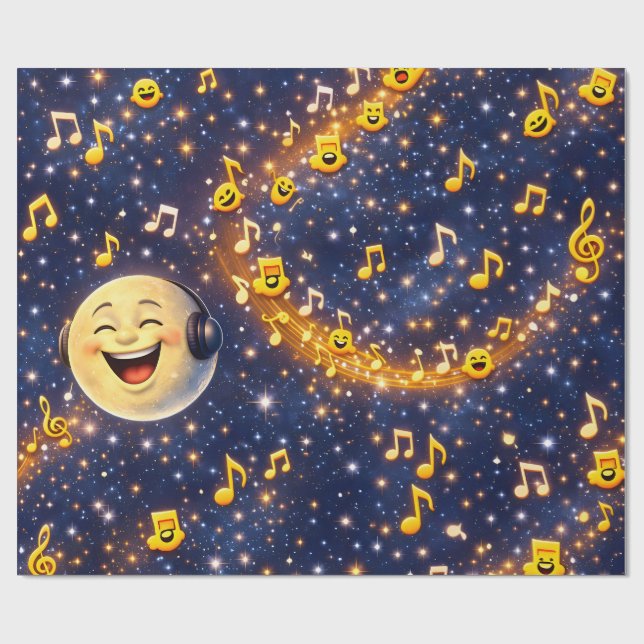 Papel De Presente Happy musical Moon Galaxy custom wrapping paper (Aberto)