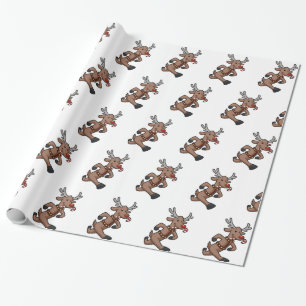 Papel De Presente Happy Reindeer Executa desenho  escolher cor de re
