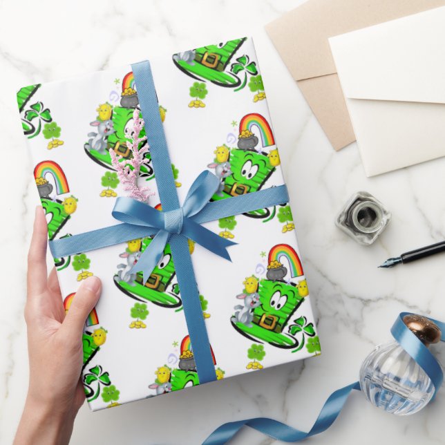 Papel De Presente Happy St. Patrick's Day Rabbit Wrapping Paper (Presentear)