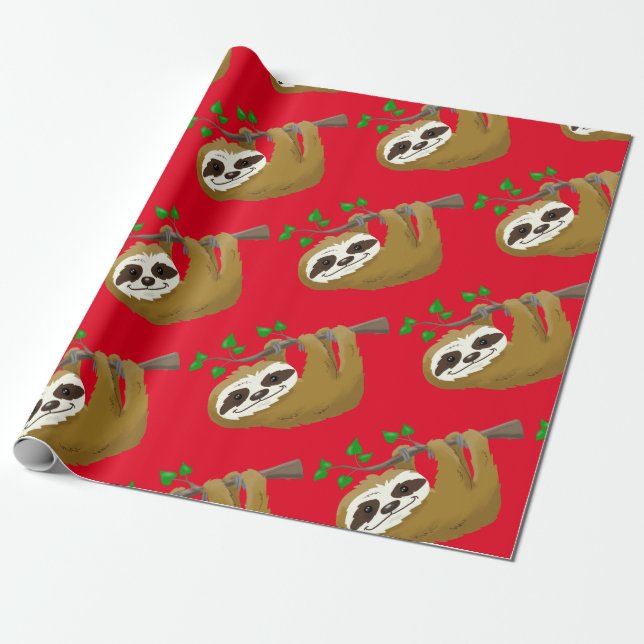 Papel De Presente Happy Tree Sloth (Desenrolado)