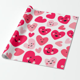 Papel De Presente Happy valentine day Funny Pink Red hearts 
