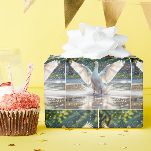 Papel De Presente Happy White Goose In a Splash Pad (Festa de aniversário)