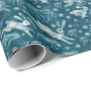 Papel De Presente Hares Field Bunnies Rabbits Prato de inverno Prato