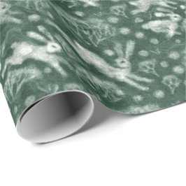 Papel De Presente Hares Snow Field White Rabbit Inverno Padrão Verde