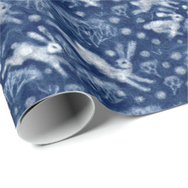 Papel De Presente Hares Snow Field White Rabbits Inverno Padrão de i