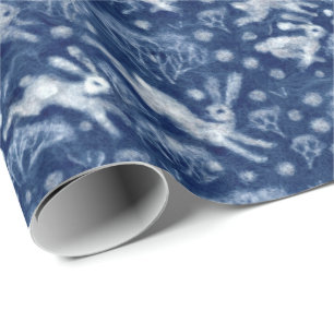 Papel De Presente Hares Snow Field White Rabbits Inverno Padrão de i