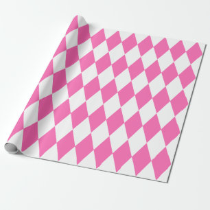 Papel De Presente Harlequin branco e rosa muito grande