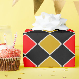 Papel De Presente Harlequin Dourado e vermelho