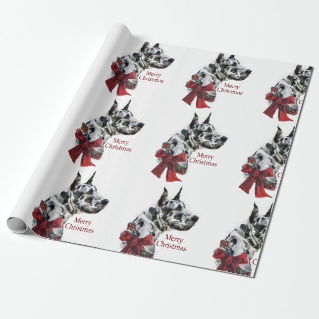 Papel De Presente Harlequin Great Dane Christmas (Desenrolado)