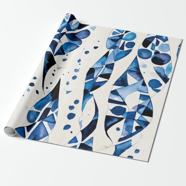 Papel De Presente Harmonia Azul Nativa (Desenrolado)