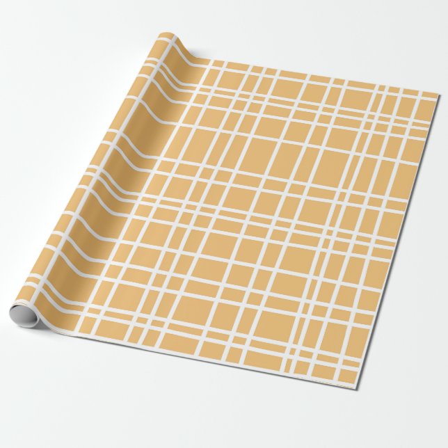 Papel De Presente Harmonia de Xadrez ouro (Desenrolado)