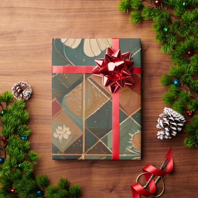 Papel De Presente Harmonia Festiva – Flor Geométrica Elegante de Fer (Presente de Natal)