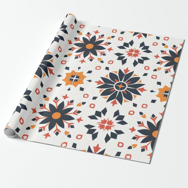 Papel De Presente Harmonia Floral Geométrica (Desenrolado)