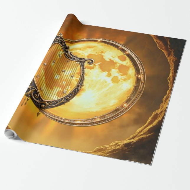 Papel De Presente Harpa Celestial da Lua Dourada (Desenrolado)