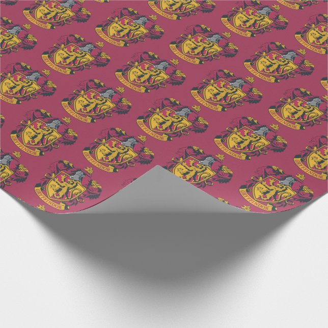 Papel De Presente Harry Potter | Gryffindor Crest Dourado e Vermelho (Ponta)