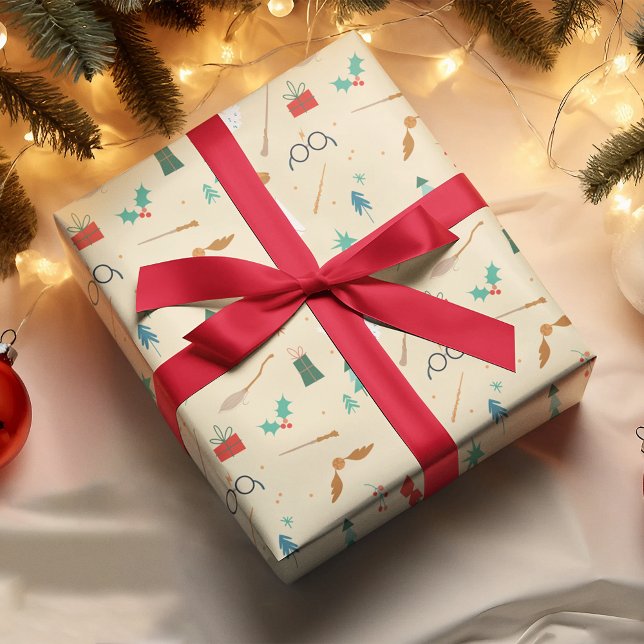 Papel De Presente Harry Potter | Padrão de Ícone de Férias (Wrapping paper on gift)