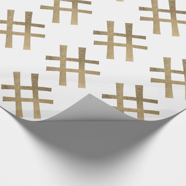 Papel De Presente Hashtag dourado (Ponta)