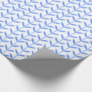 Papel De Presente Hastes da folha - azuis bebés no branco
