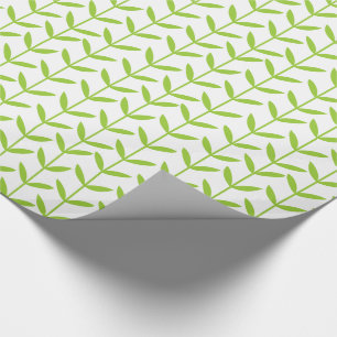 Papel De Presente Hastes da folha - verde marciano no branco