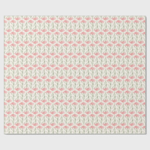 Papel De Presente Hastes de Aquiléia Rustic Meadow Coral Claro Botân