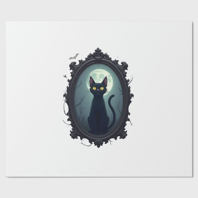 Papel De Presente Haunted Cat Mirror (Aberto)
