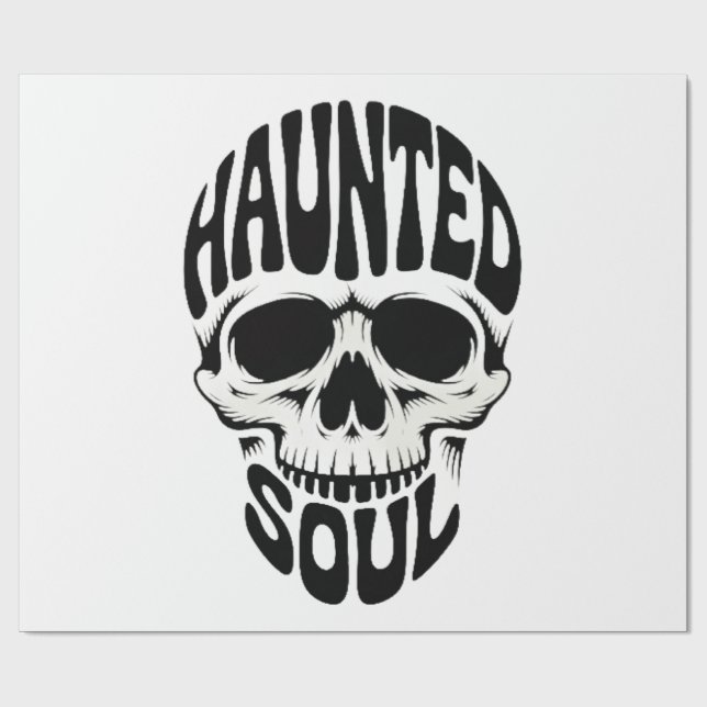 Papel De Presente Haunted Soul Skull Typography (Aberto)