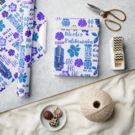 Papel De Presente Havaiana Tiki Mele Kalikimaka 3