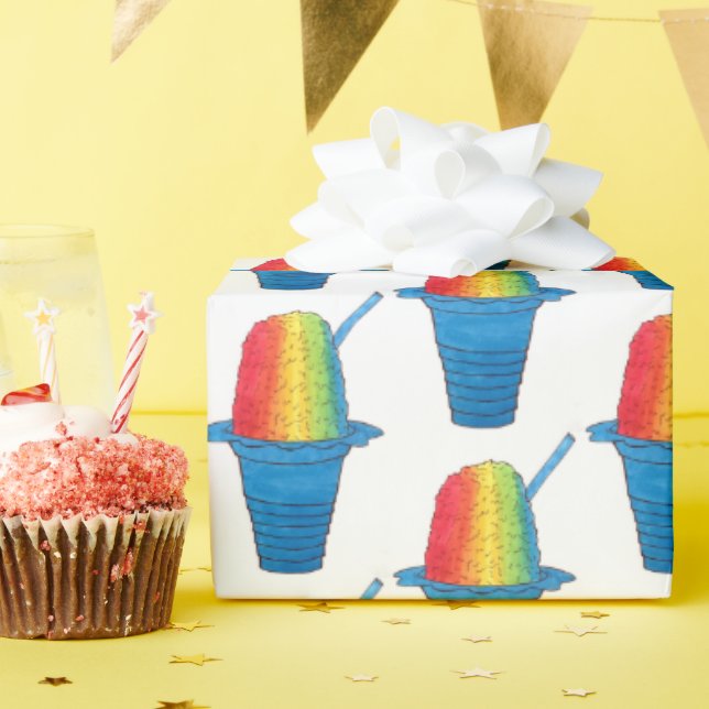 Papel De Presente Havaiano Rainbow Shave Ice Frozen Dessert Hawaii (Festa de aniversário)