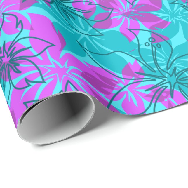 Papel De Presente Hawaiian Camo do hibiscus de Olowalu (Ponta do rolo)