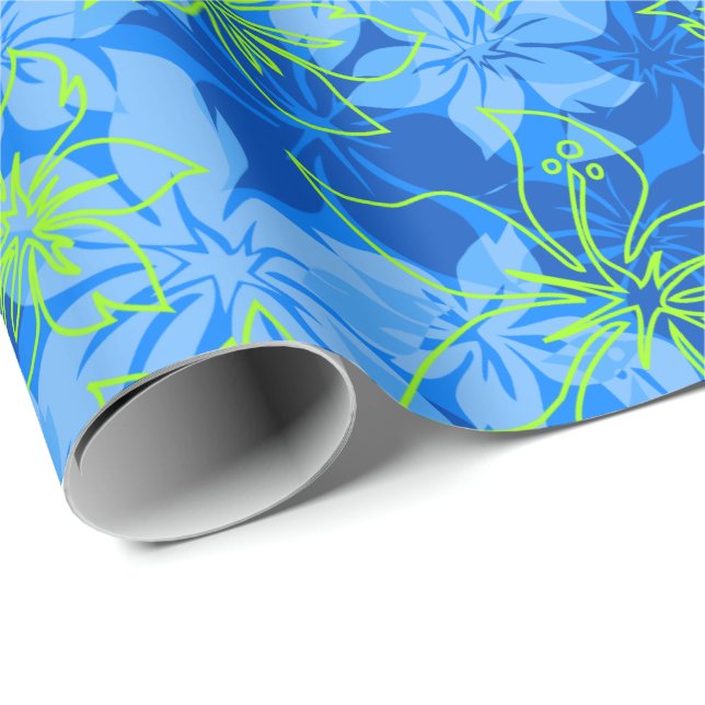 Papel De Presente Hawaiian Camo do hibiscus de Olowalu (Ponta do rolo)