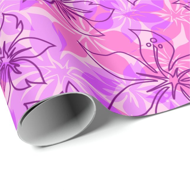 Papel De Presente Hawaiian Camo do hibiscus de Olowalu (Ponta do rolo)