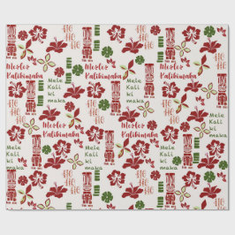 Papel De Presente Hawaiian Tiki Mele Kalikimaka